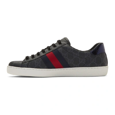 Shop Gucci Black Gg Supreme Ace Sneakers In Black/grey Upper: Textile, Ayers Snakeskin.