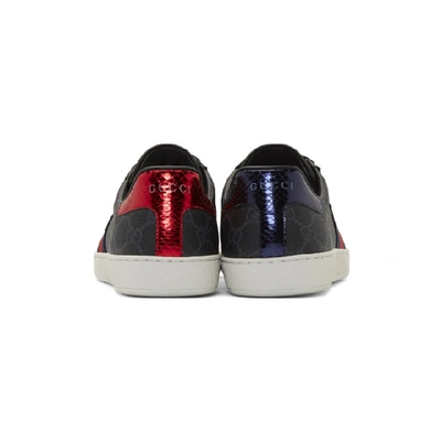 Shop Gucci Black Gg Supreme Ace Sneakers In Black/grey Upper: Textile, Ayers Snakeskin.