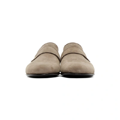 Shop Brioni Taupe Suede Penny Loafers In 2800 Taupe