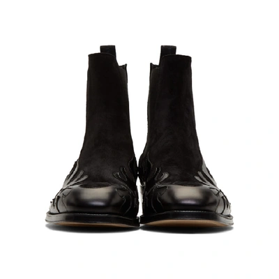 Men's Flame Leather/suede Chelsea Boots In Black