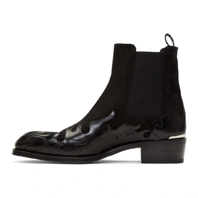 Men's Flame Leather/suede Chelsea Boots In Black