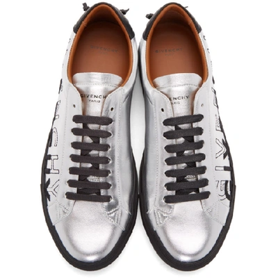Shop Givenchy Silver And Black Embroidered Urban Street Sneakers