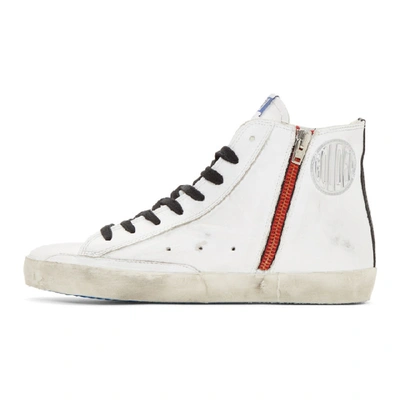 Shop Golden Goose White & Black Francy Sneakers In White/blue Sole