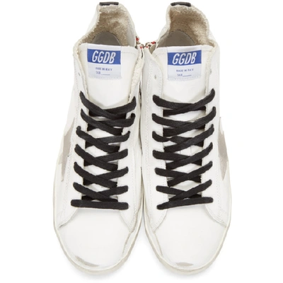 Shop Golden Goose White & Black Francy Sneakers In White/blue Sole