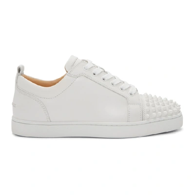 Shop Christian Louboutin White Louis Junior Spikes Sneakers In 3047 White