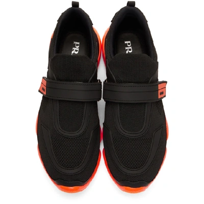 Shop Prada Black & Orange Cloudbust Sneakers