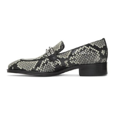 Shop Giuseppe Zanotti Black And Grey Snake Studs Loafer In Roccia