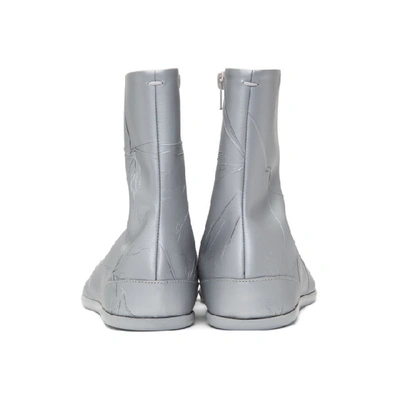 Shop Maison Margiela Silver Metallic Flat Tabi Boots In H3809 Metgr