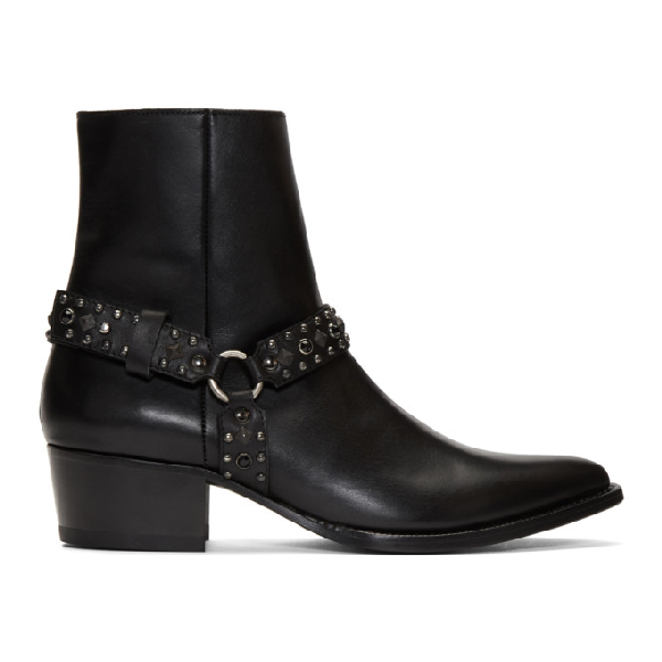 Amiri Studded Harness Leather Boots In Black | ModeSens