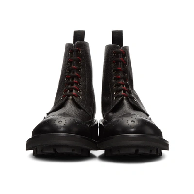 Shop Alexander Mcqueen Black Pebble Grained Lace-up Boots In 1081 Black