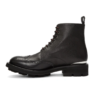 Shop Alexander Mcqueen Black Pebble Grained Lace-up Boots In 1081 Black
