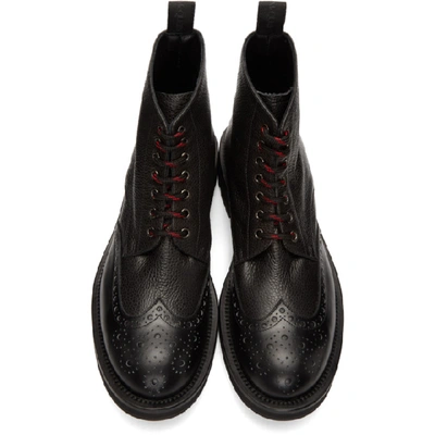 Shop Alexander Mcqueen Black Pebble Grained Lace-up Boots In 1081 Black