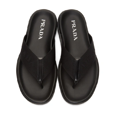 Shop Prada Black Logo Webbing Sandals