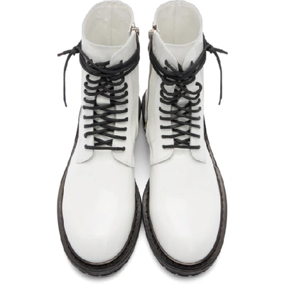 ANN DEMEULEMEESTER SSENSE 独家发售白色皮革系带中筒靴