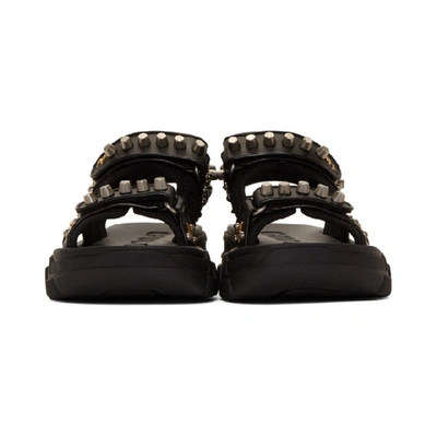 Shop Gucci Black Studded Aguru Sandals In 1000 Black