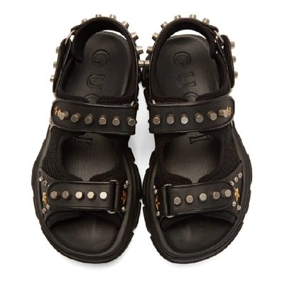 Shop Gucci Black Studded Aguru Sandals In 1000 Black
