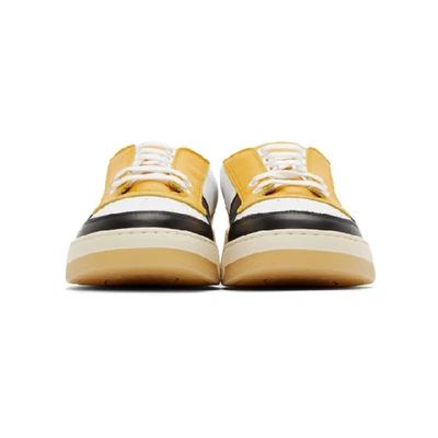 Shop Acne Studios Yellow And White Perey Lace Up Mix Sneakers