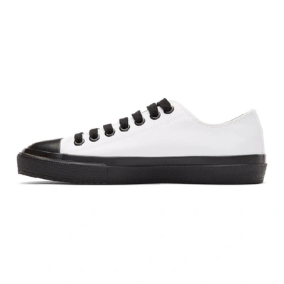 Shop Burberry White And Black Larkhall M Logo Sneakers In Optic White