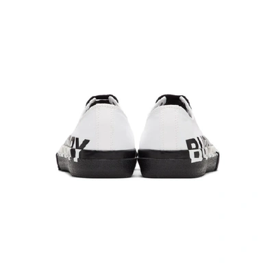 Shop Burberry White And Black Larkhall M Logo Sneakers In Optic White
