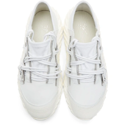 Shop Giuseppe Zanotti White Leather Urchin Sneakers