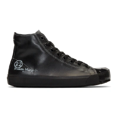 Shop Maison Margiela Black Tabi High-top Sneakers In H0958 Black