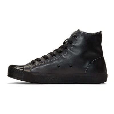 Shop Maison Margiela Black Tabi High-top Sneakers In H0958 Black