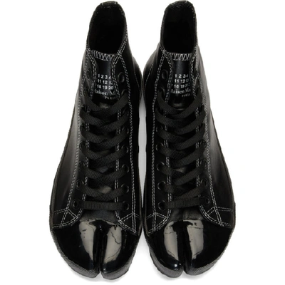 Shop Maison Margiela Black Tabi High-top Sneakers In H0958 Black