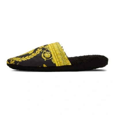 Shop Versace Black Medusa Barocco Slippers