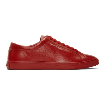 Laurent Leather Low-top Sneakers Red | ModeSens