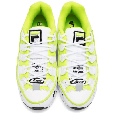 Shop Msgm White And Yellow Fila Edition Silva Trainer Sneakers In 06 Yllw