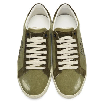 Shop Saint Laurent Green Destroyed Sl/06 Court Classic Sneakers