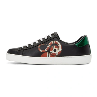 Shop Gucci Black Snake New Ace Sneakers