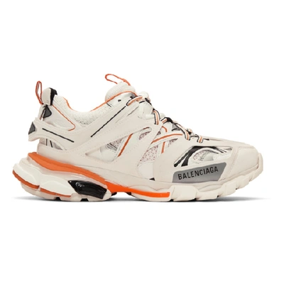 Shop Balenciaga Off-white And Orange Track Sneakers In 9059 Orange