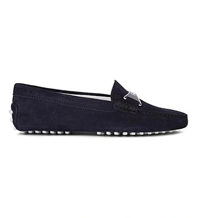 Shop Tod's Gommino Suede Driving Shoes In Navy