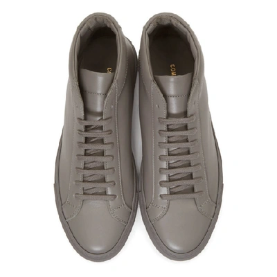 Shop Common Projects Grey Achilles Mid Sneakers In 3876 Md.gry
