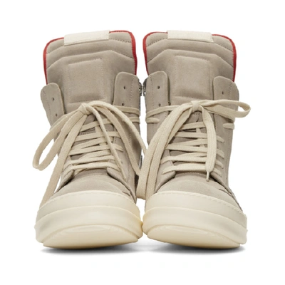 Shop Rick Owens Beige And Silver Geobasket Sneakers In 0818 Pearl