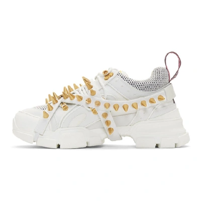 Shop Gucci White Removable Studs Flashtrek Sneakers