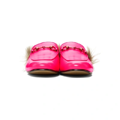 Shop Gucci Pink Fluorescent Princetown Loafers In 5686 Pink