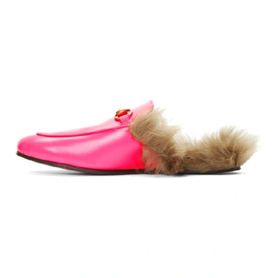 Shop Gucci Pink Fluorescent Princetown Loafers In 5686 Pink