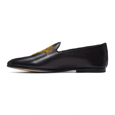 Shop Versace Black Embroidered Medusa Loafers In D41oh Blkgl
