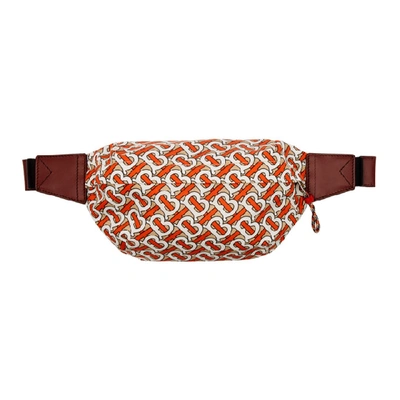 Shop Burberry Orange And Beige Medium Monogram Print Bum Bag In Vermillion