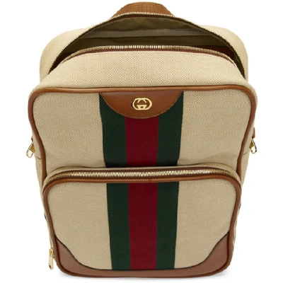 Shop Gucci Beige Canvas Vintage Backpack In 9685 Beige