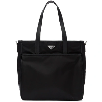 Shop Prada Black Nylon Saffiano Tote In F0002 Nero