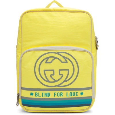 Shop Gucci Yellow Medium Blind For Love Backpack In 7482 Yellow