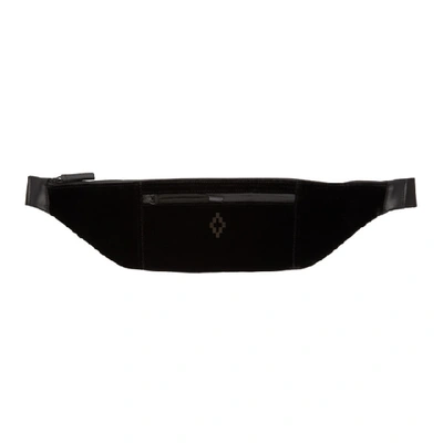 Shop Marcelo Burlon County Of Milan Black Velvet Cross Pouch In 1010 Blkblk