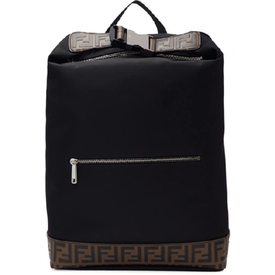 Shop Fendi Black Forever  Rolled Clip Backpack In F147m.blk