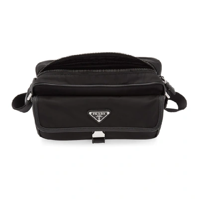 Shop Prada Black Nylon Saffiano Messenger Bag