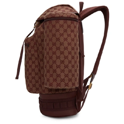 Shop Gucci Burgundy Large Gg Backpack In Beige/burgundy
