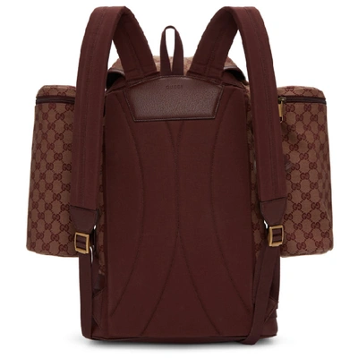 Shop Gucci Burgundy Large Gg Backpack In Beige/burgundy