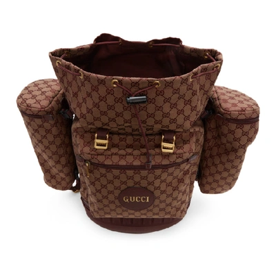 Shop Gucci Burgundy Large Gg Backpack In Beige/burgundy